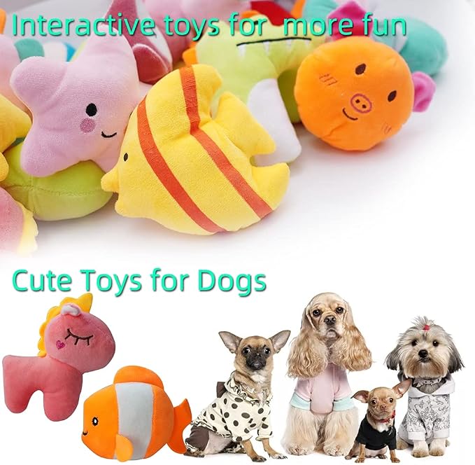 27 Pack Puppy Squeaky Toy, Different Designs Squeakers Pet Toys, Cute Bulk Plush Dog Toys for Small Dogs