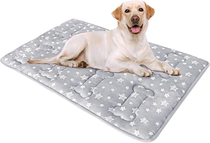 Dog Crate Bed Mat (36" X 23"), Soft Dog Bed Pad Mat with Cute Stars | Personalized Crate Pad, Anti-Slip Bottom, Machine Washable Kennel Pad