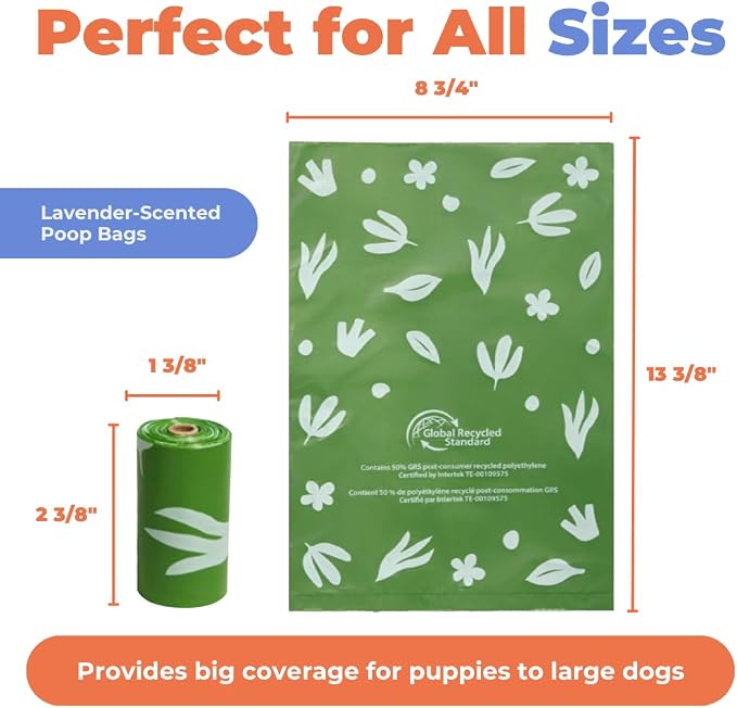 Best Pet Supplies Dog Poop Bags for Waste Refuse Cleanup, Doggy Roll Replacements for Outdoor Puppy Walking and Travel, Leak Proof and Tear Resistant, Thick Plastic - Green (Scented), 600 Bags