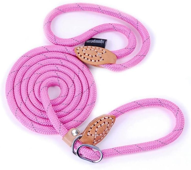 Puppy Pet Cat Dog Leash Collar Basic Accessories Reflective Retractable Dog Rope Pet Traction Belt 5FT(Medium 0.39IN, 24-66LB, Pink)