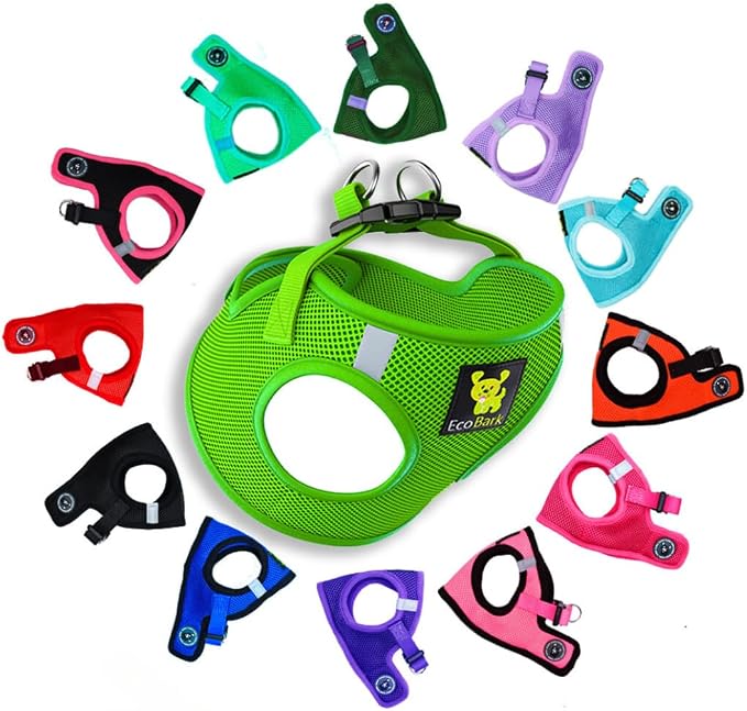 EcoBark Step in Dog Harness - Eco-Friendly Dog Harnesses for for Small & Medium Breed Dogs - Reflective and Adjustable Chest Body Halter Vest -Soft Luxurious Mesh (Green, XL)
