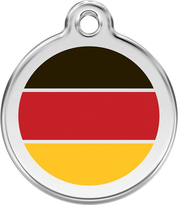 Red Dingo Personalized German Flag Pet ID Dog Tag (Medium)