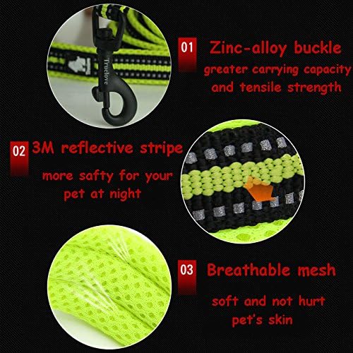 Creation Core Reflective Dog Leash Durable Padded Pet Leash Strap for Puppy Pet Leash Rope, Black 6.5Ft Long 1" Wide