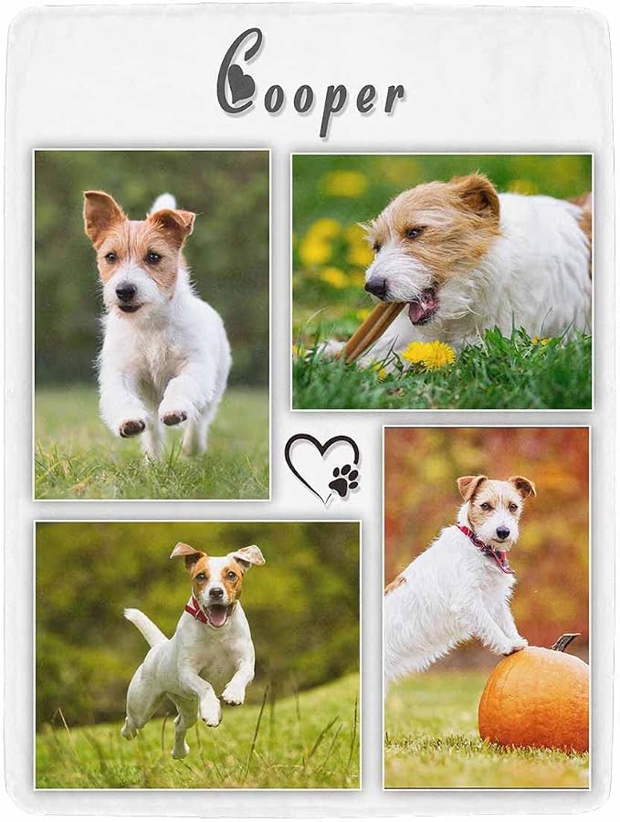 Artsadd Custom Memorial Blanket with Photos and Name-in Loving Memory Gifts Personalized for Loved Ones Lost-Remembrance Blankets for Dogs Cats Pets Lover-Four Pictures