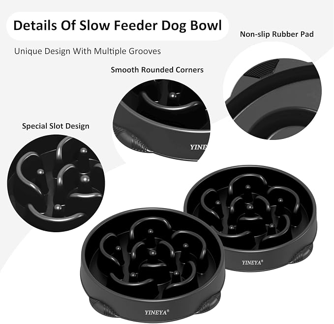 YINEYA 4 Cups Slow Feeder Dog Bowls Large Breed, Anti-Choking Pet Supplies, Maze Dog Food Bowl, Puzzle Feeder That Slow Down Eating | Dog Food Bowl Slow Down Eating Prevents Bloat, Promotes Healthy Digestion, Puzzle Feeder Interactive Makes Meal Time Fun