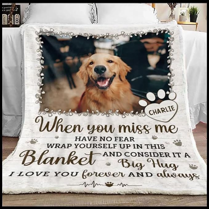 Pamaheart Custom Dog Face Blankets, Personalized Pet Photo Blanket, Fleece Dog Blankets, Customized Photo Throws, Dogs Dad Gifts, Pet Lover Gifts, Memorial Gift /41