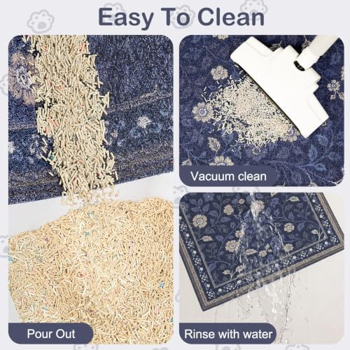 Glittme Cat Litter Mat, 40"x30" Non-Slip Washable Trapping Mat for Cats