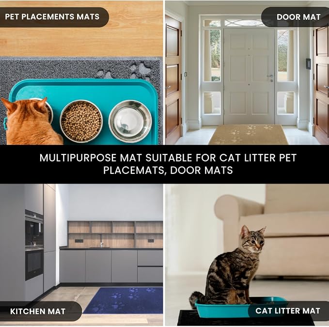 Andalus Small Cat Litter Mat, Pack of 1 - Waterproof, Non-Slip & Easy to Clean Cat Litter Box Mat for Extra Efficient Pet Litter-Trapping, Black (15.75” X 11.75”)