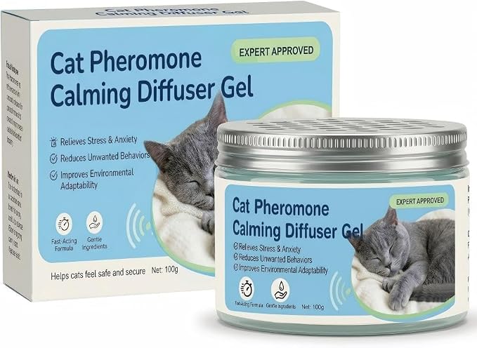 Cat Pheromone Calming Diffuser Gel, Unplugged Cordless Container, 1 Pack | Comforting Scent for Home and Car Travel, Lasts Up to 2 Months