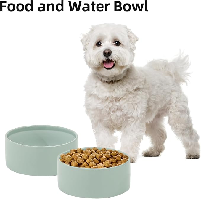 Havniva 6.1inch Ceramic Dog Bowls Double Dog Food Bowl for Small and Medium Breed Dog Food and Water Bowl Set Non-Slip Dog Dish Large Capacity Feeding Pet Water Bowl