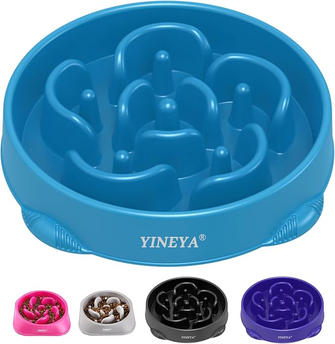 YINEYA 4 Cups Slow Feeder Dog Bowls Large Breed, Anti-Choking Pet Supplies, Maze Dog Food Bowl, Puzzle Feeder That Slow Down Eating