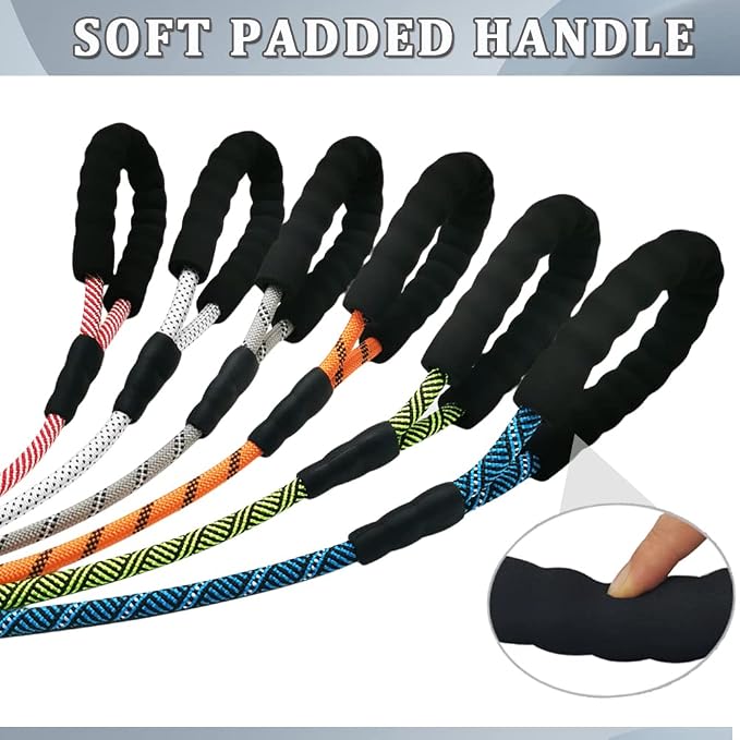 MayPaw Heavy Duty Rope Dog Leash, 3/6/8/10/12/15/20/30 FT Long Dog Lead Nylon Pet Leash, Soft Padded Handle Thick Lead Training Leashes for Large Medium Dogs (15ft * 1/2", Blue Black)