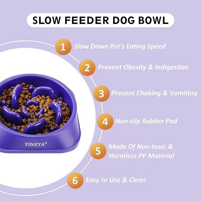 YINEYA Slow Feeder Dog Bowls, Pet Supplies That Slow Down Eating, Pet Food Bowls, Maze Dog Puzzle Feeder for Medium Breed | Dog Food Bowl Slow Down Eating Prevents Bloat, Promotes Healthy Digestion, Puzzle Feeder Interactive Makes Meal Time Fun