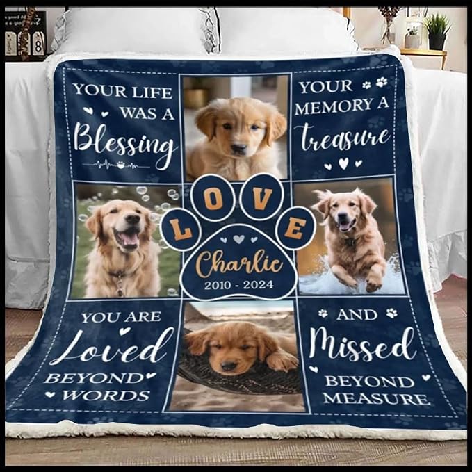 Pamaheart Custom Dog Face Blankets, Personalized Pet Photo Blanket, Fleece Dog Blankets, Customized Photo Throws, Dogs Dad Gifts, Pet Lover Gifts, Memorial Gift /38