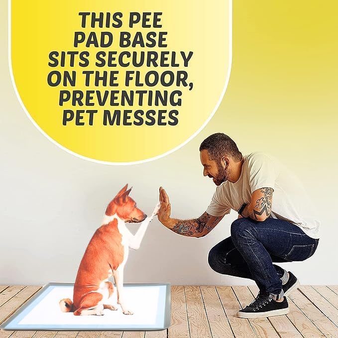 TidyFriend Dog Pee Pad Holder Tray Fits for 36” x 36” Wee Wee Pee Pads - Stable Grip, Quick-Wipe Silicone Surface Dog Potty Tray Holder for Indoor Flooring Protection (Light Grey)