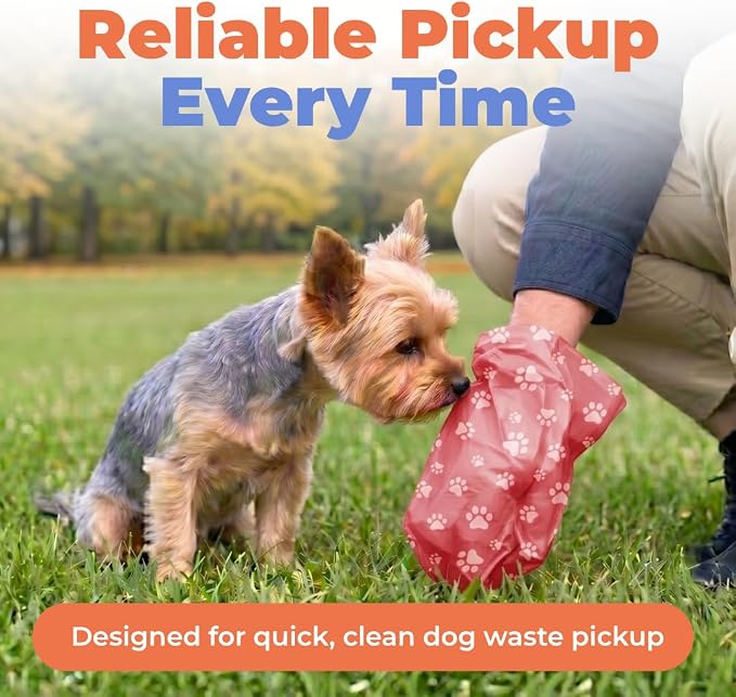 Best Pet Supplies Dog Poop Bags for Waste Refuse Cleanup, Doggy Roll Replacements for Outdoor Puppy Walking and Travel, Leak Proof and Tear Resistant, Thick Plastic - Red, 240 Bags