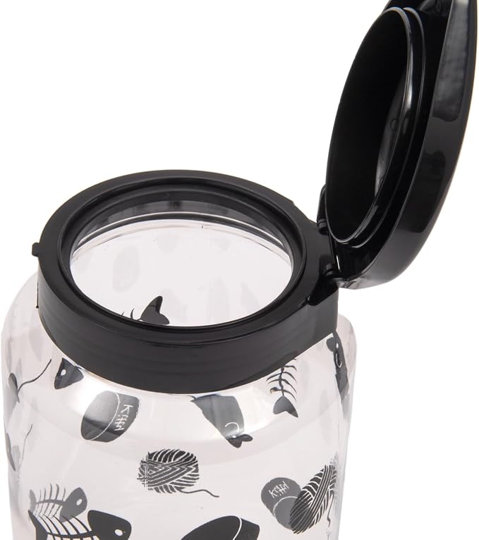 Lixit® Dog Treat Plastic Jar - Airtight Food and Treat Storage Jars for Dogs, Cats, Small Animals and Birds - Made in USA (Paw Prints - Gray, 64 Ounce (Pack of 2))