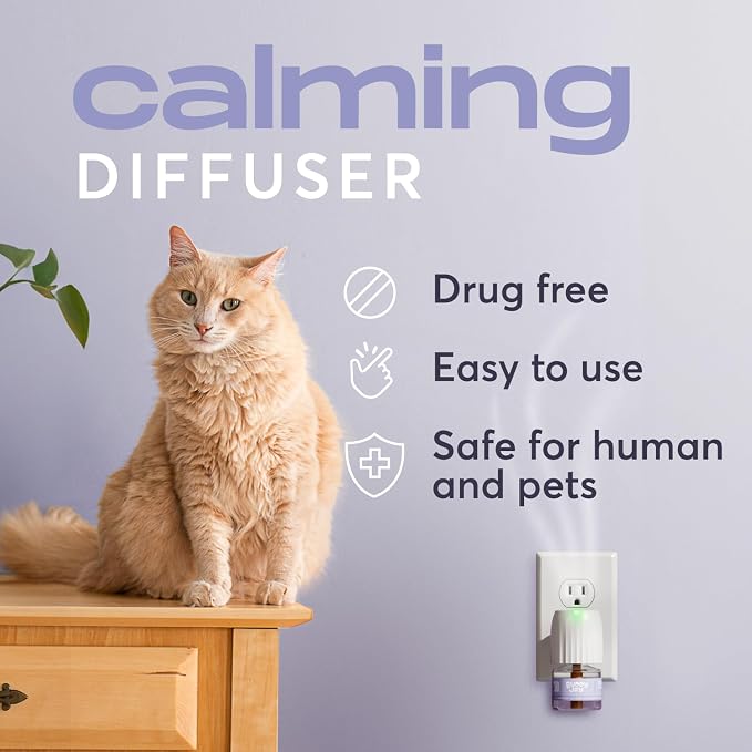 Cat Calming Diffuser Refills – Long-Lasting 30-Day Formula, Cat Pheromones Calming Diffuser for Stress Relief, Relaxation, and Anxiety Reduction, Easy to Use – (2 Diffusers + 2 Refills)