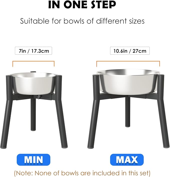 SHAINFUN 2Pack Raised Dog Bowl Stand for Large Dogs, Adjustable Width 7 to 10.6", Elevated Tall Food Water Stand (Bowl Not Included)
