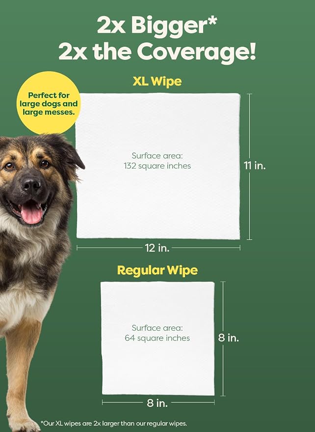 earth rated XL Pet Wipes for Dogs & Cats, Unscented Hypoallergenic, 60 Ct
