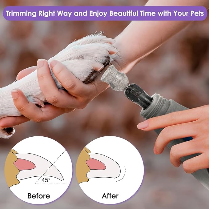 for Dremel Dog Nail Grinder - Diamond Bits Attachment for Dog Nail - 1/8'' Painless Nail Grinder Bits Won't Pull Hair or Get Hot for Large Medium Small Dogs and Cats Paws Grooming