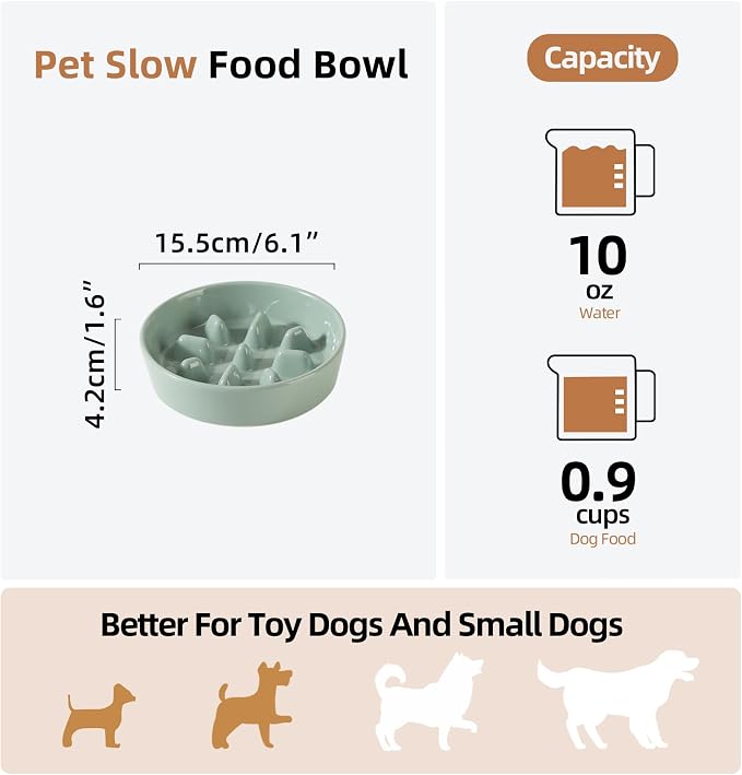 Havniva Ceramic Slow Feeder Dog Bowls, 0.9 Cups Dog Bowl Slow Feeding for Small Breed, 6.1inch Puzzle Dog Food Bowl Slow Feeder Non-Slip Anti-Gulping and Anti-Choking Reduces Bloating