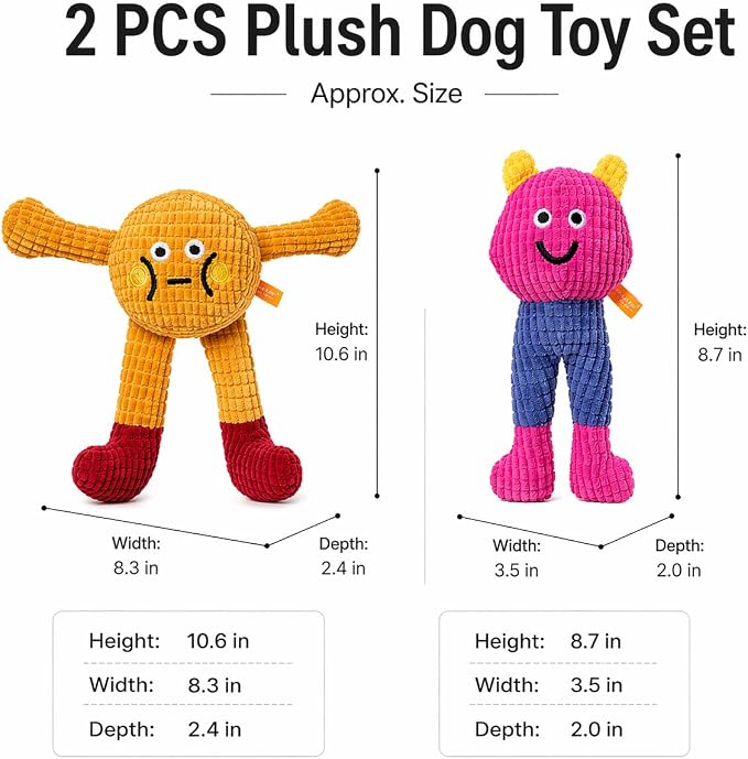 waithem Cat&Dog Chew Toys with Catnip Inside, Ecofriendly Material Made, Crinkle Paper & Squeaky Ball Inside, Waffle and Baby Toy Combination Packaging, Cuddles Meow Chompclean, 2 Pack (Yellow&Pink)