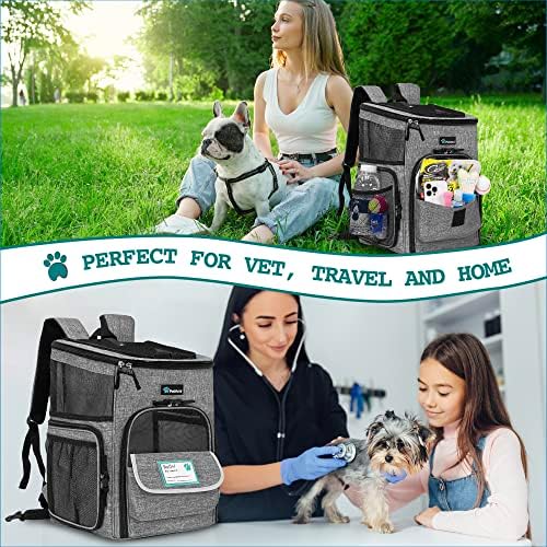 PetAmi Dog Backpack Carrier, Airline Approved 4-Way Entry Cat Bag, Gray