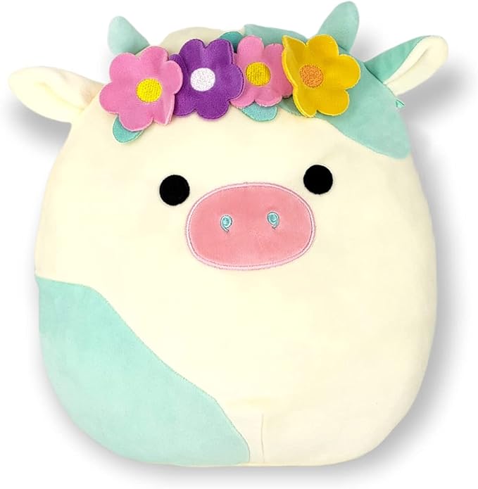 Squishmallow Official Kellytoy Collectible Plush Farm Squad Squishy Soft Animals (Belana Cow (Flower Crown), 8 Inch)