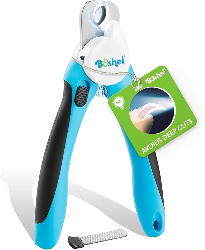Boshel LED Large Dog Nail Clippers with Quick Sensor, Light, and Safety Guard, Pet's Sharp Toenail Cutter and File