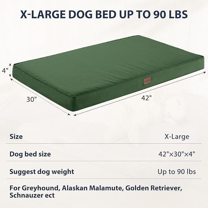 BFPETHOME Outdoor Waterproof Dog Bed for Large Dogs, Washable Cover, 42" | Outdoor & Indoor Use, Waterproof, For Medium, Large, Extra Large Dogs, Orthopedic, Egg Crate Foam, Up to 90 lbs