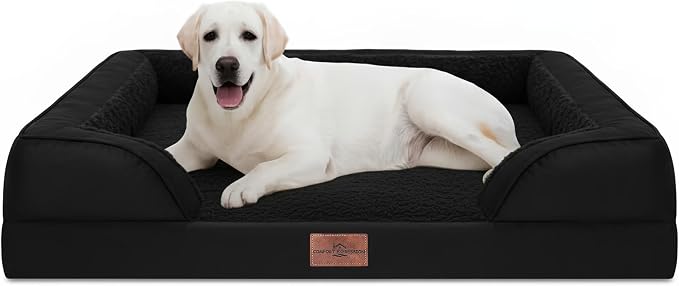 Comfort Expression Orthopedic Dog Bed for Extra Large Dogs with Bolster | Waterproof Dog Couch Bed with Washable Cover & Non-Slip Bottom, Supportive Egg Crate Foam XL Pet Bed, 45x35 Inch