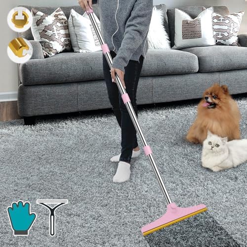 B-Land Carpet Rake for Pet Hair Removal, Carpet Scrape for Rug Pink