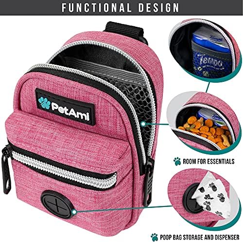 PetAmi Dog Poop Bag Holder for Leash, Waste Bag Dispenser Pet Pouch, Pink