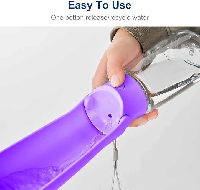 WePet Foldable Portable Dog Water Bottle Puppy Water Dispenser with Drinking Feeder, 12 OZ, High-Temperature Resistant Leak Proof for Pets Outdoor Walking, Hiking, Travel, Food Grade Plastic BPA Free
