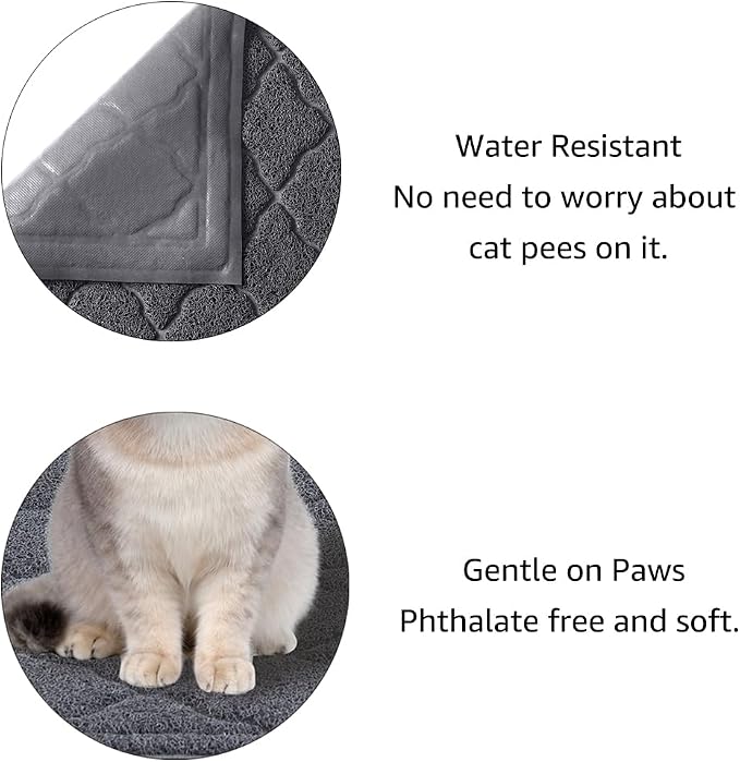 unipaws Cat Litter Trapping Mat, Litter Box Scatter Control Pad | Litter Free Floors and Urine Waterproof, Gentle on Paws, No Phthalate