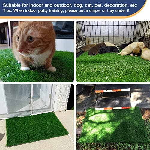 GLOBREEN Dogs Grass Pee Pad for Puppy Potty Training, Pet Friendly Artificial Grass Turf Mat Outdoor Indoor Use, High Drainage, 39.3" x 31.5"