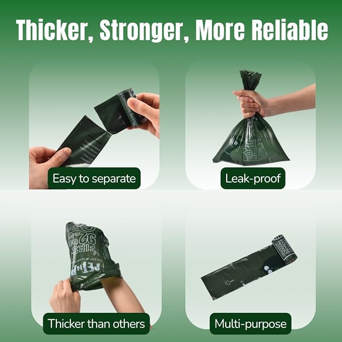 Pet N Pet 180 Counts Dog Poop Bags Rolls, 92% Plant Based Poop Bags for Dogs, Leak Proof Thick Doggie Poo Bag, Unscented Cat & Dog Waste Bag