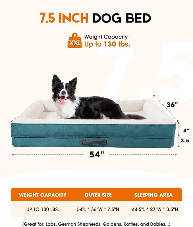 Upvilla XXL Orthopedic Dog Bed, Four-Sided Cushioned Egg-Shaped Foam Dog Sofa, Waterproof Removable Cover, Pet Sofa Bed with Non-Slip Base, Giant Dog Bed,Blue