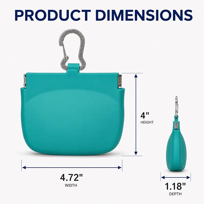 1 Cup Silicone Dog Treat Pouch, Dog Training Treat Bag, Green | One-Hand Use, Auto-Closes, No Spills When Inverted, Carabiner Keeps Pouch Secure, Easy to Clean, Holds Dry or Wet Dog Food