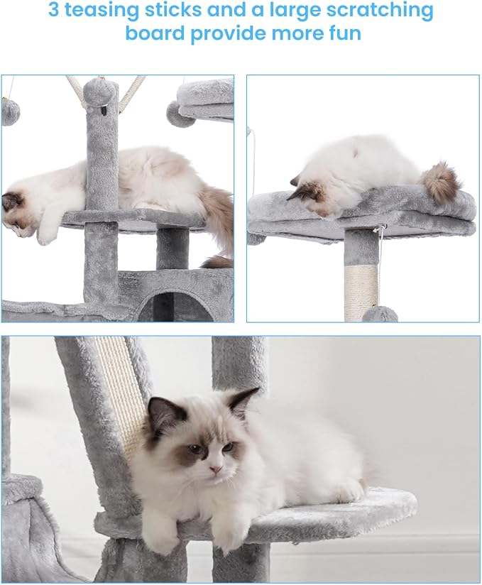 Hey-brother Cat Tree Tower with Padded Platform Bed, Hammock, MPJ019-SW