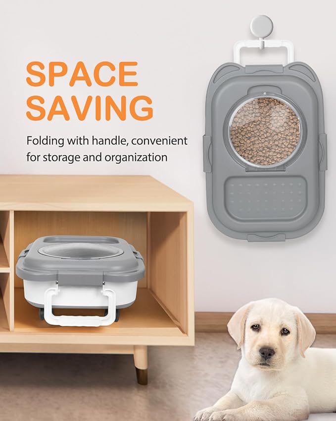 15-23 Lbs Dog Food Storage Container Airtight,Collapsible Pet Food Storage | Dog Food Container with Double Seal & Magnetic Lid,Cat Food Container with Wheels & Handle for Easy Moving,Small Jar,Scoop