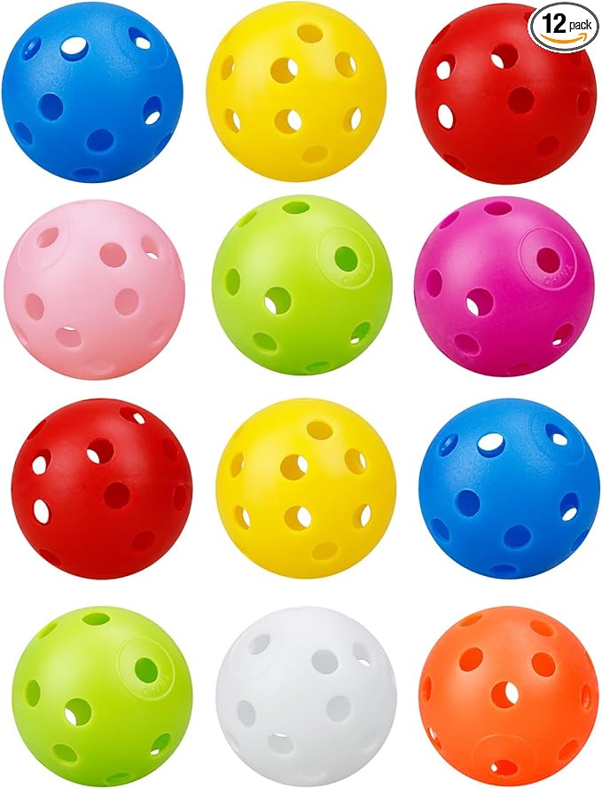 12Pcs Cat Ball Toy, Low Noise No Bells Holey Plastic Cat Balls, Funny Interactive Cats Toys for Indoor Cats, Firm Toy Balls for Kitten Puppy Ferret Bird (1.65")