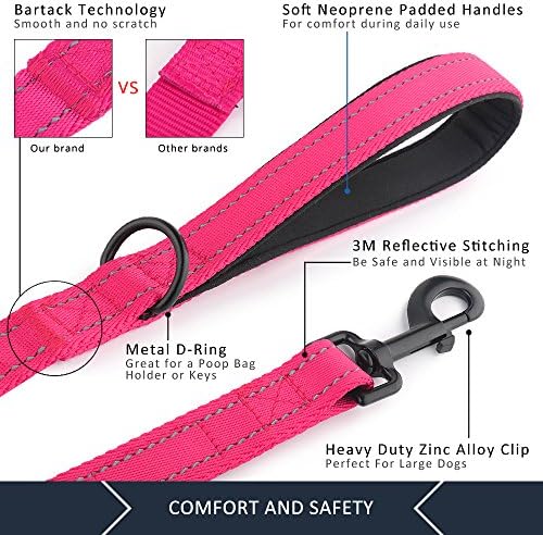 Plutus Pet Double Handle Dog Leash, 5 FT Long, for Medium Large Dogs
