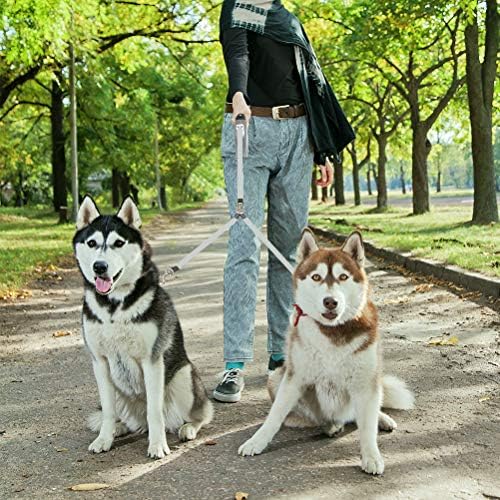 KOOLTAIL Dual Retractable Dog Leash for Two Dogs Up to 110 Lbs, Heavy Duty Double Headed 16 ft Extendable 360° Tangle-Free One Button & Lock Brake Dog Leash for Small Medium Large Dogs Grey