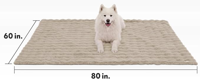 Paw Inspired Waterproof Dog Blanket, Soft Faux Fur Throw with Fur-Resistant Fleece, Washable Pet Blanket, Waterproof Protection for Couch, Bed, Furniture, Crate, Car (80x60, Tan)