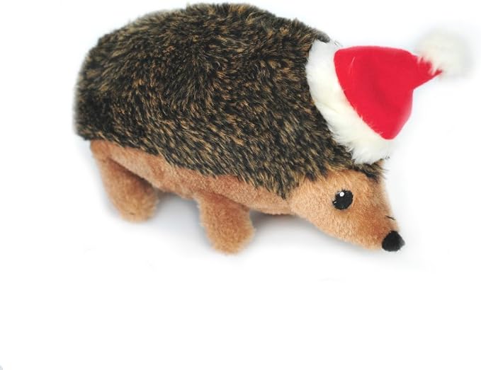 ZippyPaws Holiday Hedgehog - Dog Squeaky Toys to Keep Them Busy, Cute Plush for Medium & Large Dogs, Stuffed Puppy Toy, Pet Products, Gift for All Breeds, Interactive Squeaker - Large