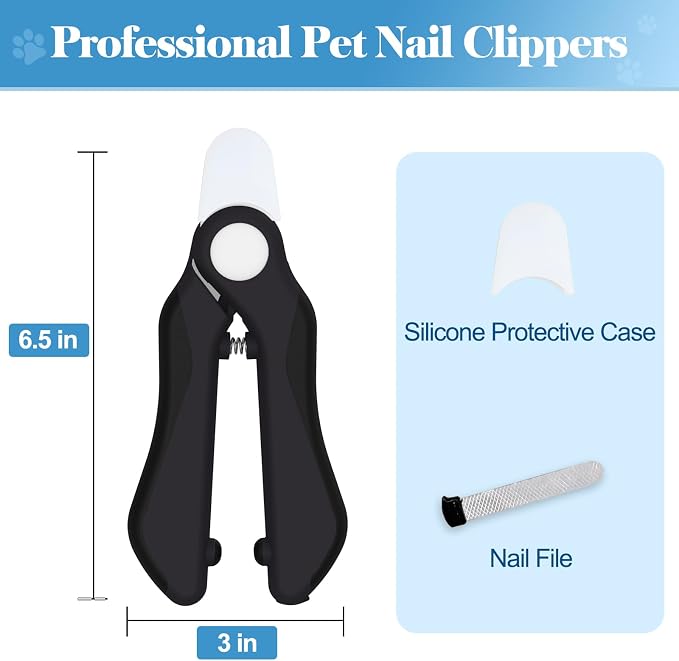 Swihauk Heavy Duty Dog Nail Clippers and Trimmers, Professional Pet Nail Clippers with Nail File for Dogs Cats Small Animal, Claw Clippers with Safety Guard to Prevent Over-Cutting, Black