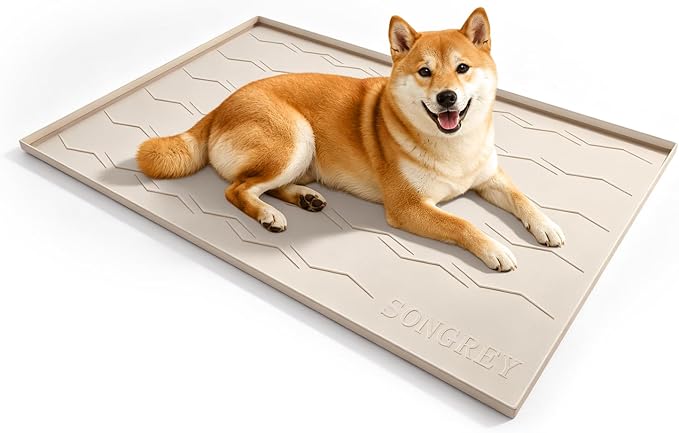 Songrey Thick Silicone Mat, Dog Bed for Crate, Dog Crate Pad, Washable and Anti-Slip
