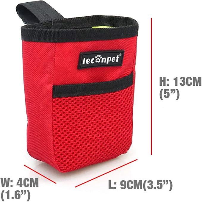 leconpet Dog Treat Pouch Portable Treat Pouch for Dog Training Easily Carries Perfect Food Snack Storage Holder for Puppy Training and Walking (Red)